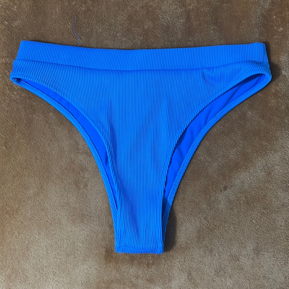 🌺Sunny Co. Blue High Leg Ribbed Swim Bottom
